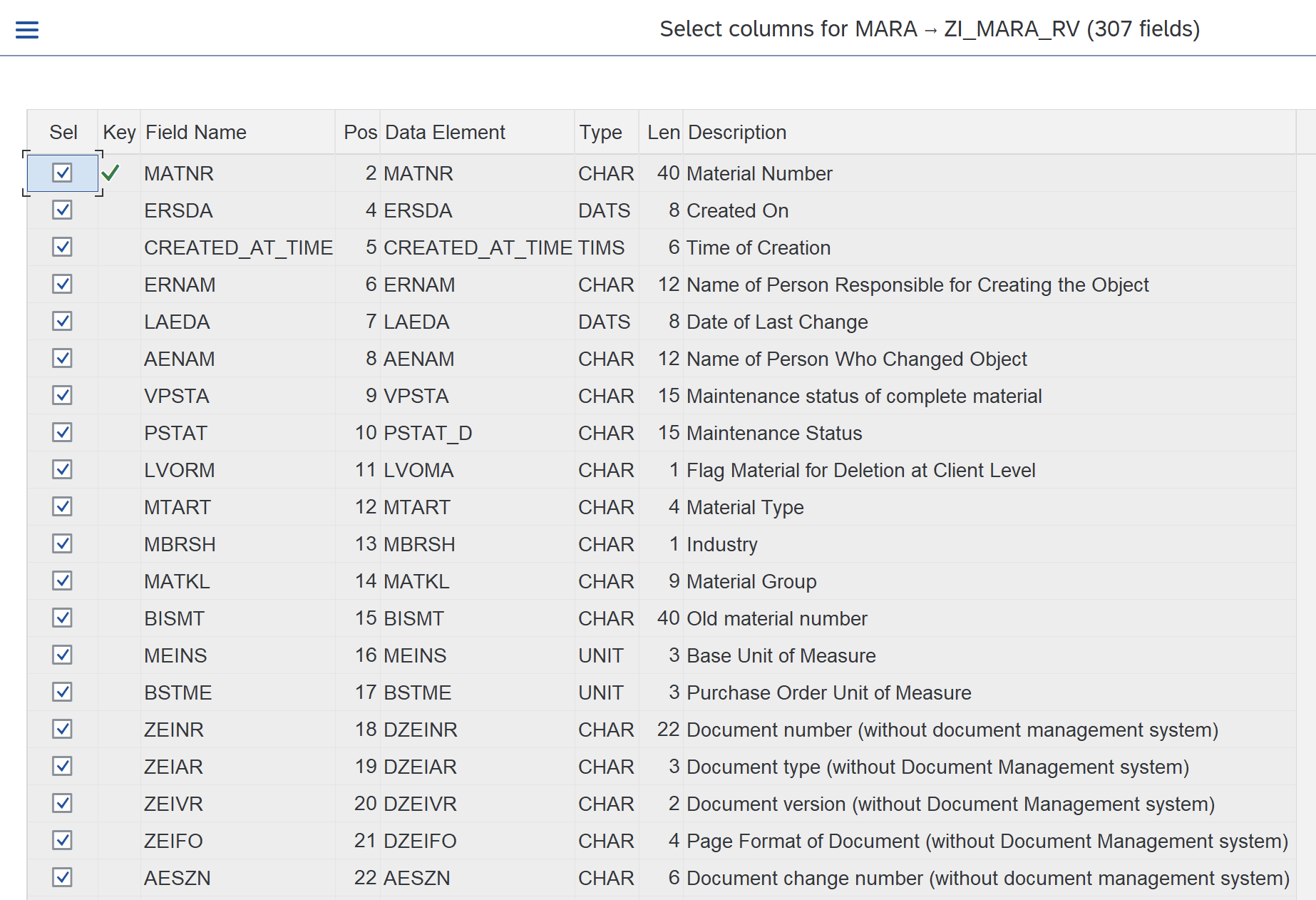 Table Replication — Field Selection